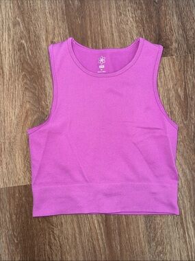 Aura Ribbed Crop Tank Top - Magenta Pink
